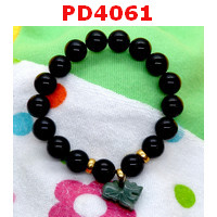 PD4061 : สร้อยข้อมือปี่เซียะหยกเขียว+หินอะเกตดำ