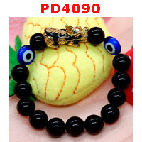 PD4090 : สร้อยข้อมือปี่เซียะสีทองลายน้ำเงิน+ตาสวรรค์