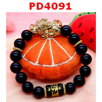 PD4091 : สร้อยข้อมือปี่เซียะสีทองวาว+คาถาทิเบต