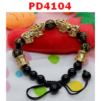 PD4104 : สร้อยข้อมือปี่เซียะคู่สีทอง+คาถาทิเบต