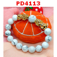 PD4113 : สร้อยข้อมือปี่เซียะทองคู่+หินฮาวไล้ท์