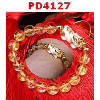 PD4127 : สร้อยข้อมือปี่เซียะทอง-ขาว คาถาทิเบต