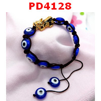 PD4128 : สร้อยข้อมือ ปี่เซียะสีทองลงยาสีน้ำเงิน+หินตาสวรรค์