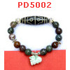 PD5002 : สร้อยข้อมือปี่เซียะหยกขาวอมเขียว หินDZI 8 ตา