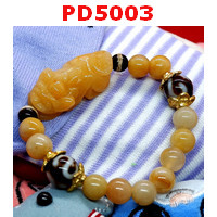 PD5003 : สร้อยข้อมือปี่เซียะหยกเหลือง DZIตะขอ หรูยี่