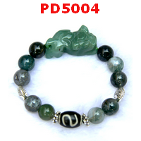 PD5004 : สร้อยข้อมือปี่เซียะหยกเขียว DZIลายตะขอ