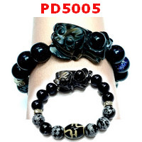 PD5005 : สร้อยข้อมือปี่เซียะดำหินอะเก็ต DZIแก้ววิเศษ