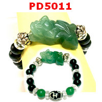 PD5011 : สร้อยข้อมือปีเซียะหยกเขียว+DZI