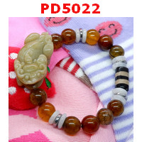 PD5022 :  สร้อยข้อมือปี่เซียะหยก+DZI+เกร็ดมังกร