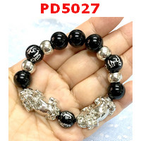 PD5027 : สร้อยข้อมือปี่เซียะเงินคู่+หินคาถาทิเบต