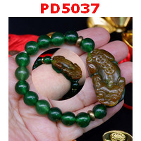 PD5037 : สร้อยข้อมือปี่เซียะหยกจักรพรรดิเขียวน้ำตาล