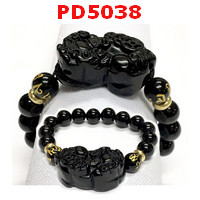 PD5038 : สร้อยข้อมือปี่เซียะหินดำ+คาถาทิเบต 