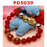 PD5039 : สร้อยข้อมือปี่เซียะสีทอง+คาถาทิเบต 