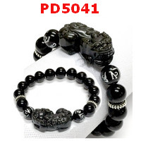 PD5041 : สร้อยข้อมือปี่เซียะดำหินอ๊อพซิเดียน