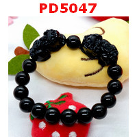 PD5047 : สร้อยข้อมือปี่เซียะคู่ หินอะเกตสีดำ