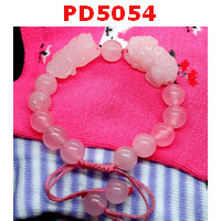 PD5054 : สร้อยข้อมือปี่เซียะคู่ หินโรสควอตซ์สร้อยเชือก