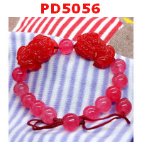 PD5056 : สร้อยข้อมือปี่เซียะคู่ หินหยกสีแดง สร้อยเชือก