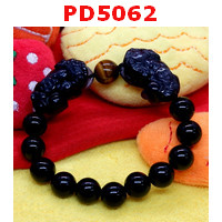 PD5062 : สร้อยข้อมือปี่เซียะคู่ หินอะเกตดำ