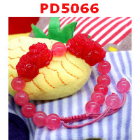 PD5066 : สร้อยข้อมือปี่เซียะคู่ หินหยกสีแดงแบบเชือก