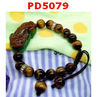 PD5079 : สร้อยข้อมือปี่เซียะหยกเขียวน้ำตาล สร้อยเชือก