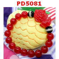 PD5081 : สร้อยข้อมือปี่เซียะหินสีแดง+DZI