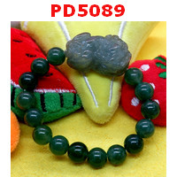 PD5089 : สร้อยข้อมือปี่เซียะหยกเขียวเทาเกรดA