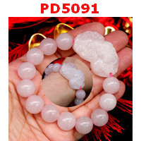 PD5091 : สร้อยข้อมือปี่เซียะชมพูหินโรสควอตซ์
