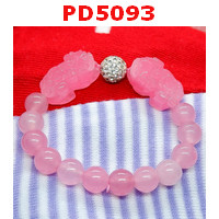 PD5093 : สร้อยข้อมือปี่เซียะคู่หินสีชมพูเข้ม