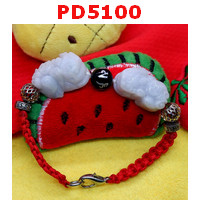 PD5100 : สร้อยข้อมือปี่เซียะหยกขาวคู่สร้อยเชือก