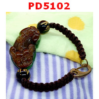 PD5102 : สร้อยข้อมือปี่เซียะหยกเขียวน้ำตาล สร้อยเชือก