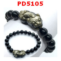 PD5105 : สร้อยข้อมือปี่เซียะหินอ๊อบซิเดียนดำ