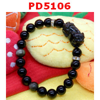 PD5106 : สร้อยข้อมือปี่เซียะหินอ๊อบซิเดียนดำ