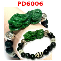 PD6006 : สร้อยข้อมือปี่เซียะหยกจักรพรรดิ+หินDZI