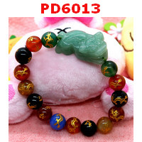 PD6013 :  สร้อยข้อมือปี่เซียะหยกเขียว+อะเกต7สี