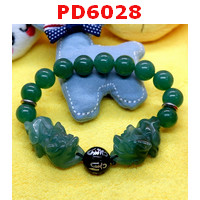 PD6028 : สร้อยข้อมือปี่เซียะหยกเขียวคู่+คาถา