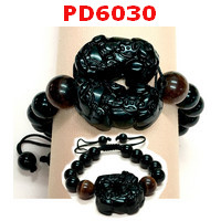 PD6030 : สร้อยข้อมือปี่เซียะคู่ หินสีดำสร้อยเชือก