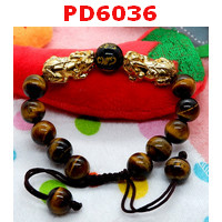 PD6036 : สร้อยข้อมือปี่เซียะคู่สีทอง+คาถาทิเบตสร้อยเชือก 