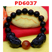 PD6037 :  สร้อยข้อมือปี่เซียะคู่ หินอะเกตดำ