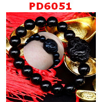 PD6051 : สร้อยข้อมือปี่เซียะหินอ๊อบซิเดียนแบบกลม