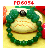 PD6054 : สร้อยข้อมือปี่เซียะคู่ หินสีเขียวสด
