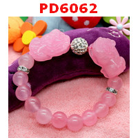 PD6062 : สร้อยข้อมือปี่เซียะคู่หินสีชมพูเข้ม