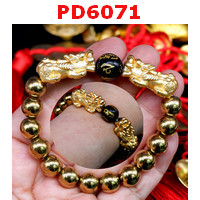 PD6071 : สร้อยข้อมือปี่เซียะสีทองคู่+ไพไรต์
