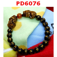 PD6076 : สร้อยข้อมือปี่เซียะคู่หินไทเกอร์อาย+คาถาทิเบต