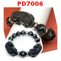 PD7006 : สร้อยข้อมือปี่เซียะคู่หินอ๊อบซิเดียนดำ+คาถา