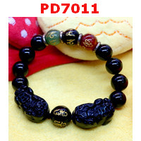 PD7011 : สร้อยข้อมือปี่เซียะคู่หินอ๊อบซิเดียน+คาถาทิเบต