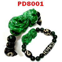 PD8001 : สร้อยข้อมือปี่เซียะหยกจักรพรรดิ+หินDZI