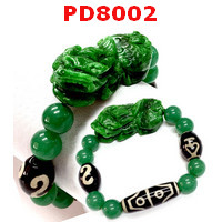 PD8002 : สร้อยข้อมือปี่เซียะหยกจักรพรรดิ+หินDZI