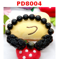 PD8004 : สร้อยข้อมือปี่เซียะคู่หินอ๊อบซิเดียนดำ