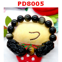 PD8005 : สร้อยข้อมือปี่เซียะคู่หินอ๊อบซิเดียนดำ