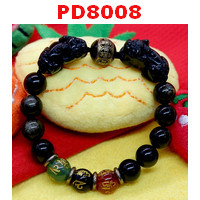 PD8008 : สร้อยข้อมือปี่เซียะคู่หินอ๊อบซิเดียน